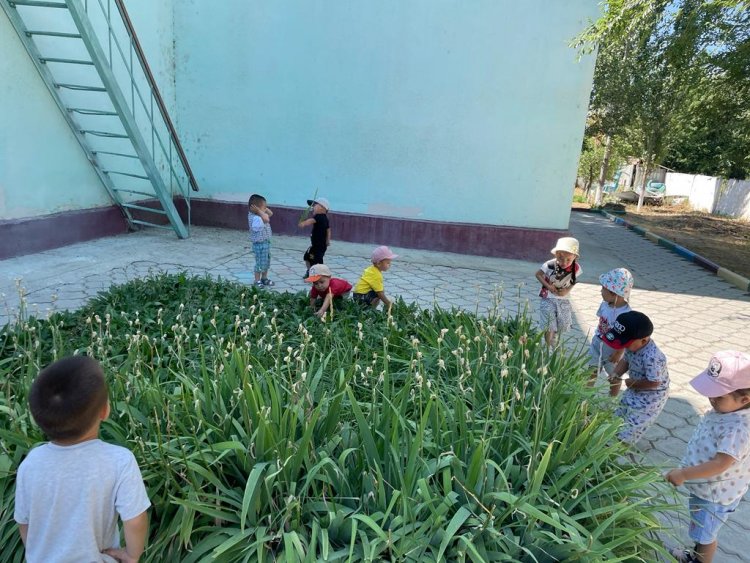 "Құлыншақ"кіші тобы.Серуен барысында.Тәрбиеші:Тажиева А.